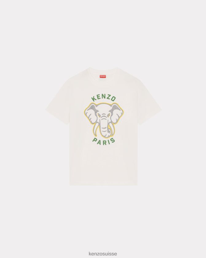 Kenzo t-shirt ample 'varsity jungle' éléphant femmes blanc cassé D2804X369 vêtements