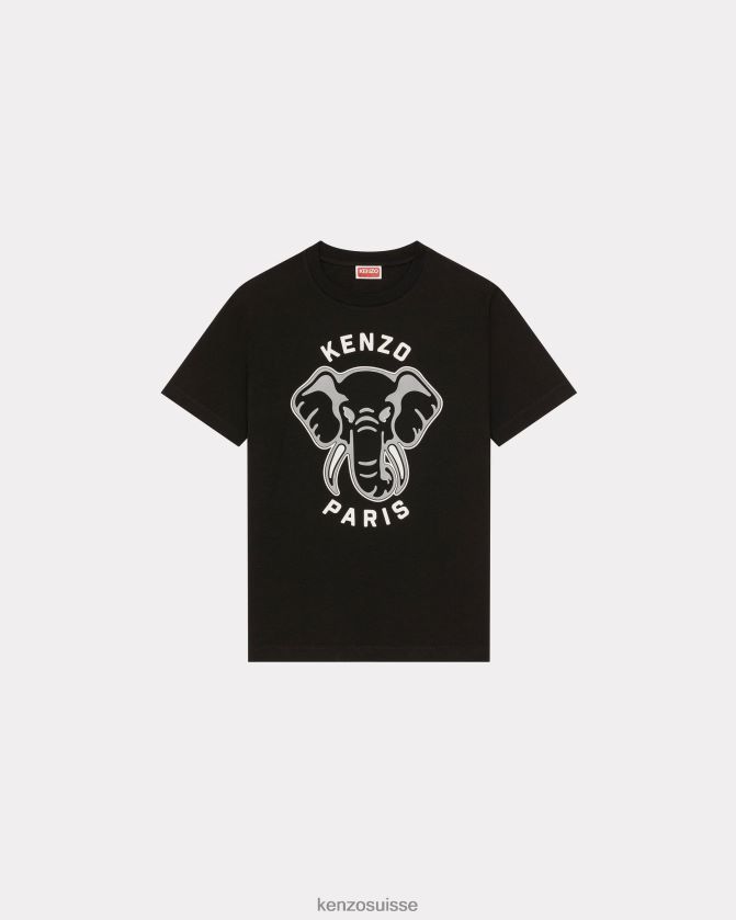 Kenzo t-shirt ample 'varsity jungle' éléphant femmes noir D2804X377 vêtements