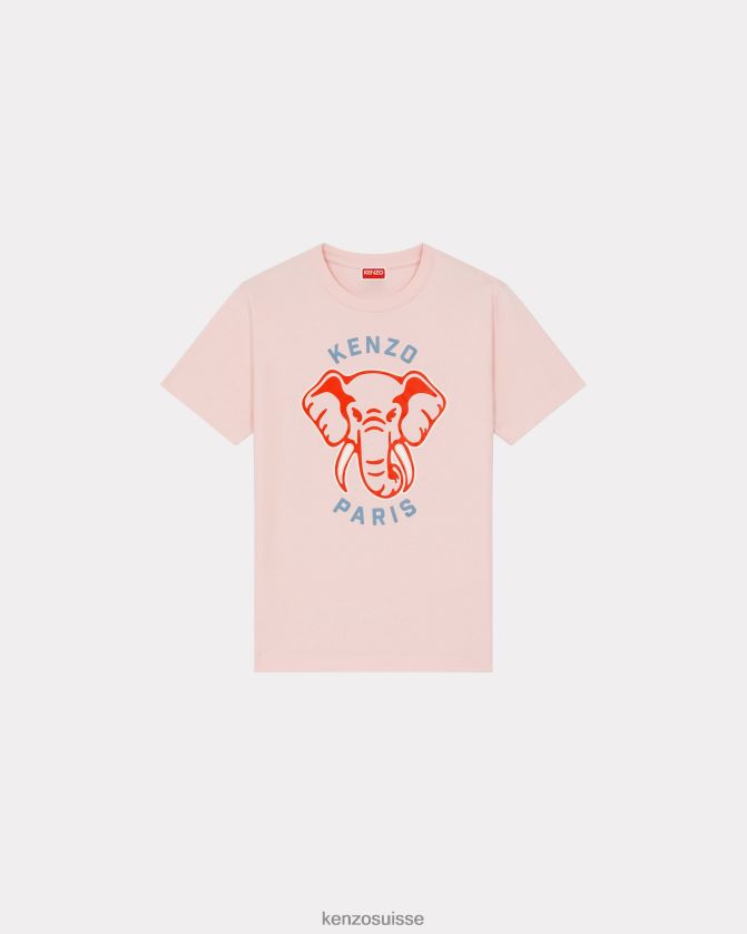 Kenzo t-shirt ample 'varsity jungle' éléphant femmes rose fané D2804X644 vêtements