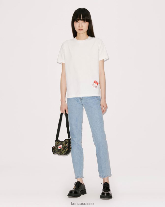 Kenzo t-shirt ample 'vintage label' femmes blanc cassé D2804X394 vêtements