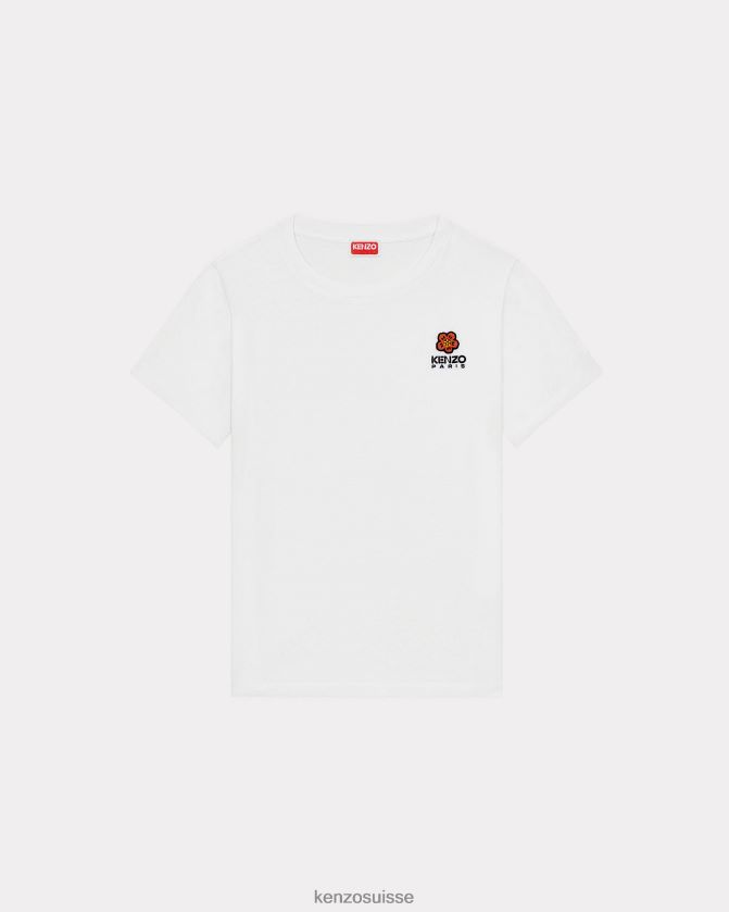 Kenzo t-shirt avec écusson de fleur de boke femmes blanc D2804X605 vêtements