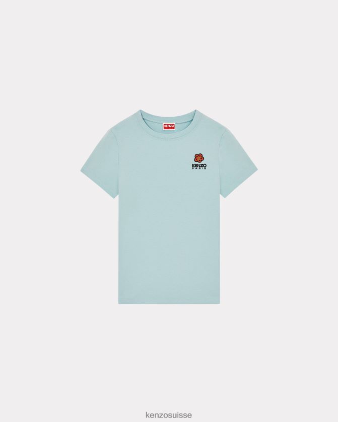 Kenzo t-shirt avec écusson de fleur de boke femmes bleu ciel D2804X682 vêtements