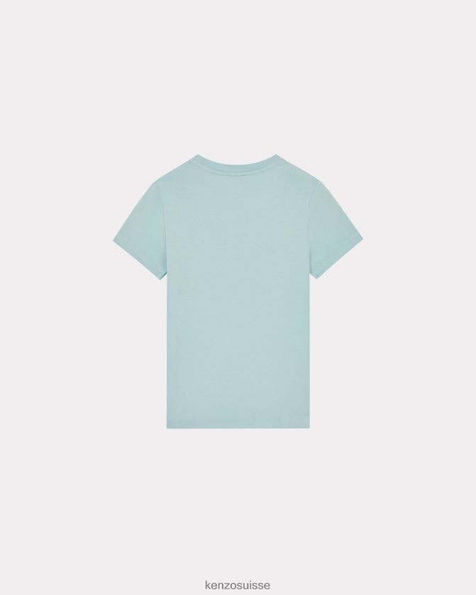 Kenzo t-shirt avec écusson de fleur de boke femmes bleu ciel D2804X682 vêtements