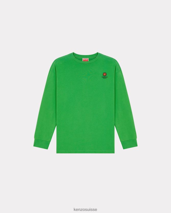Kenzo t-shirt avec écusson de fleur de boke femmes herbe verte D2804X565 vêtements