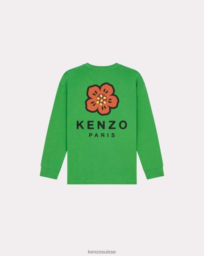 Kenzo t-shirt avec écusson de fleur de boke femmes herbe verte D2804X565 vêtements