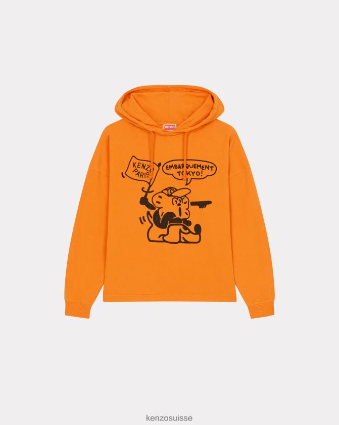 Kenzo t-shirt à capuche de Boke Travels femmes orange moyen D2804X492 vêtements