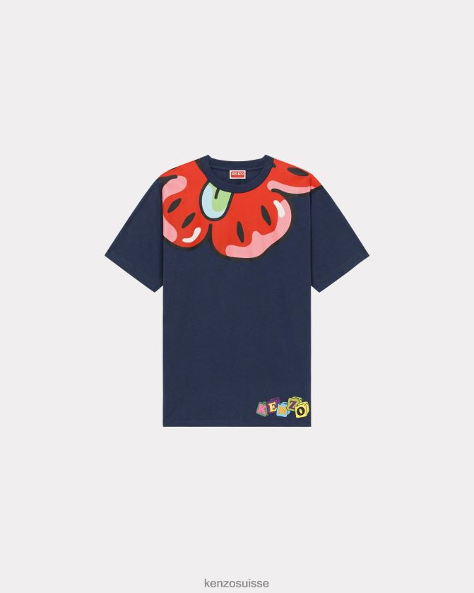 Kenzo t-shirt kimono boké femmes bleu nuit D2804X694 vêtements