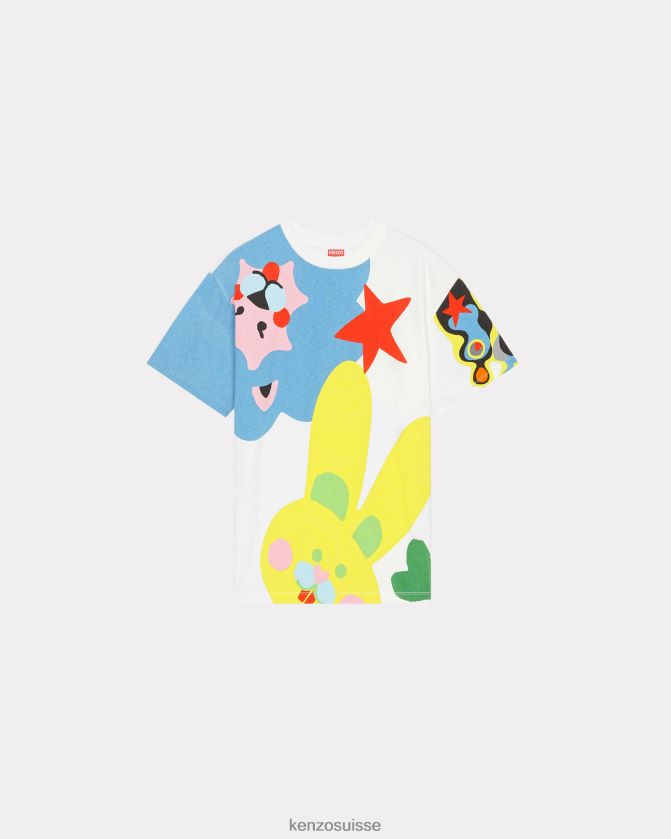 Kenzo t-shirt surdimensionné femmes blanc cassé D2804X602 vêtements