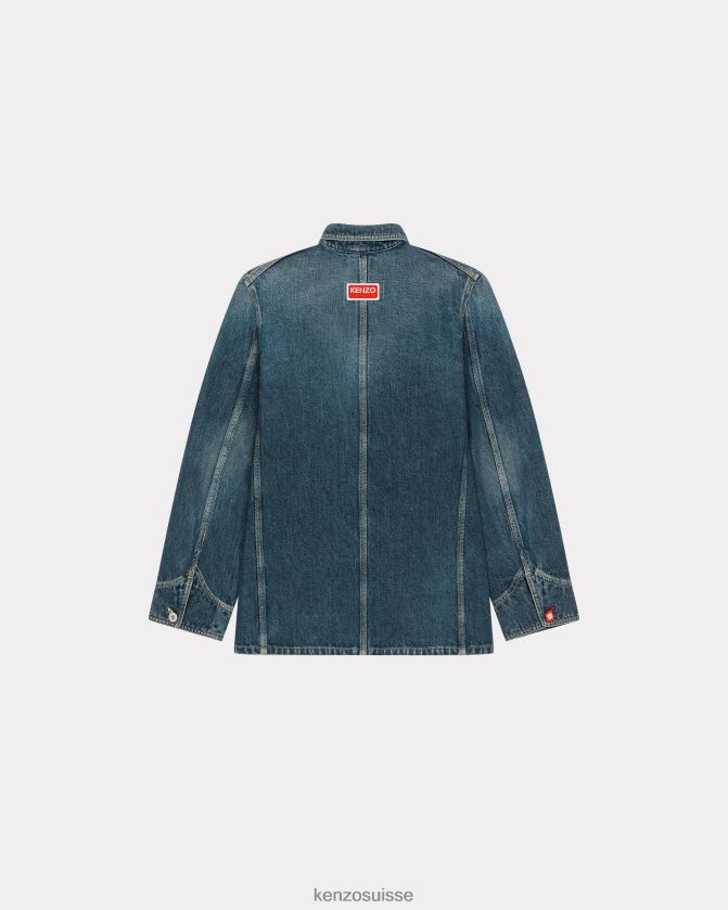 Kenzo Veste de travail en jean à écusson Boke Flower femmes denim bleu pierre foncé D2804X382 vêtements