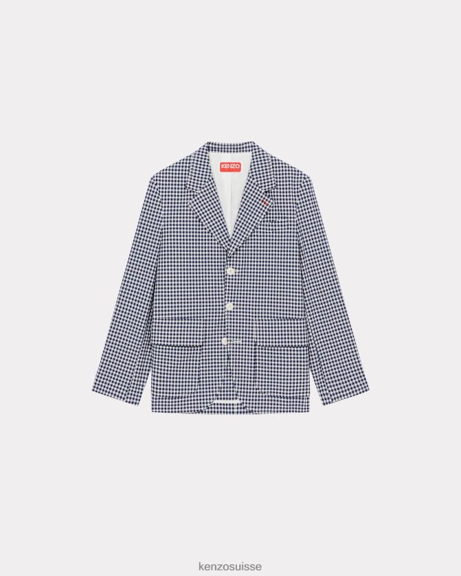 Kenzo blazer oversize à carreaux vichy femmes bleu nuit D2804X584 vêtements