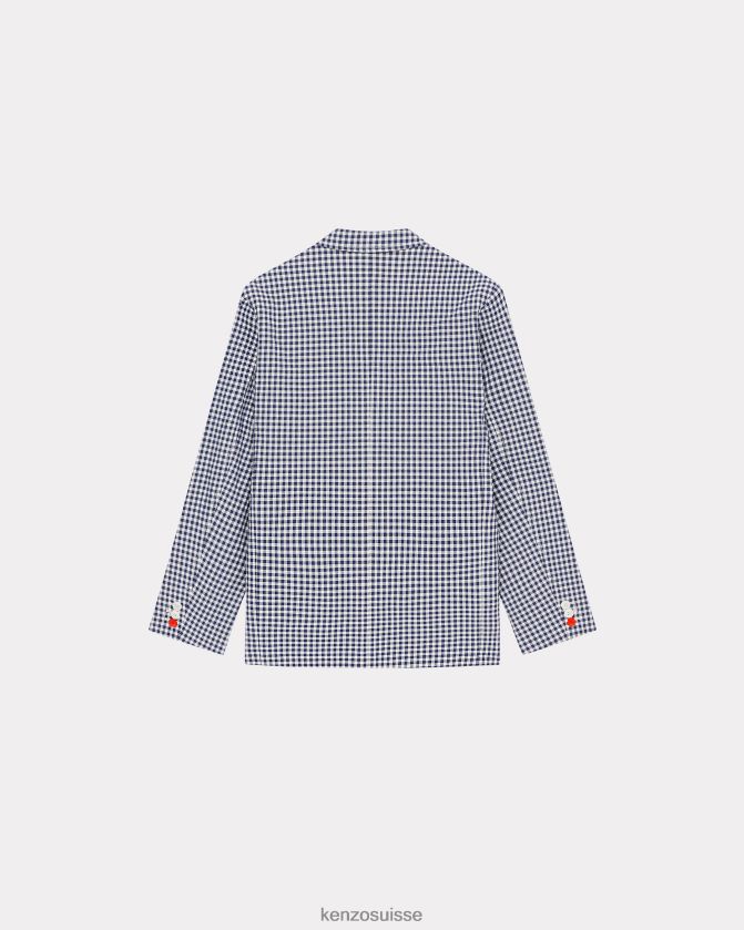 Kenzo blazer oversize à carreaux vichy femmes bleu nuit D2804X584 vêtements