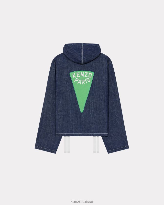 Kenzo veste-chemise en jean à capuche femmes rincer le denim bleu D2804X567 vêtements