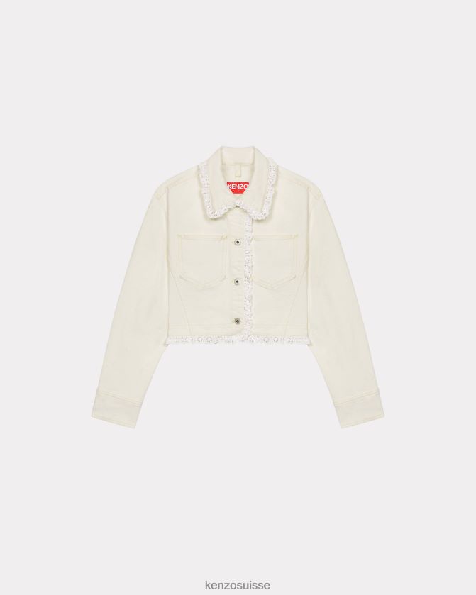 Kenzo veste courte en jean femmes denim blanc blanchi D2804X569 vêtements