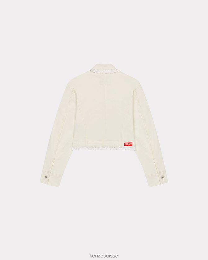 Kenzo veste courte en jean femmes denim blanc blanchi D2804X569 vêtements