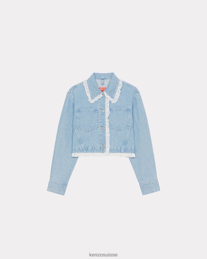 Kenzo veste courte en jean femmes denim bleu décoloré D2804X568 vêtements