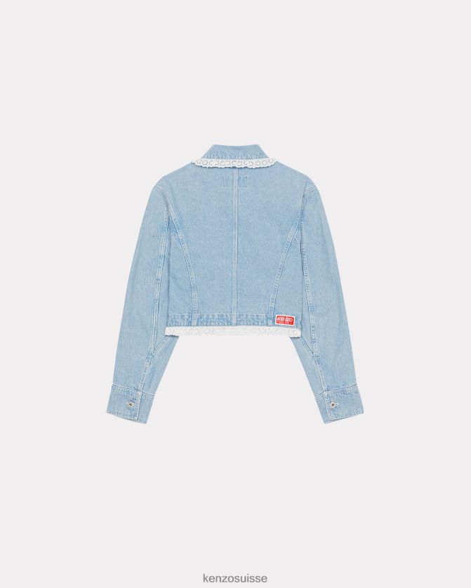 Kenzo veste courte en jean femmes denim bleu décoloré D2804X568 vêtements
