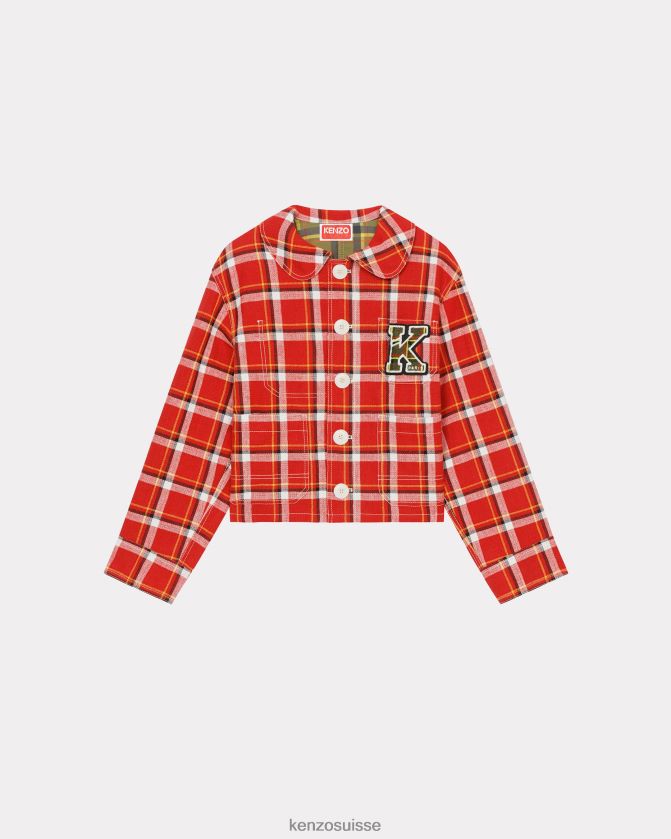 Kenzo veste de travail à carreaux varsity femmes rouge moyen D2804X579 vêtements
