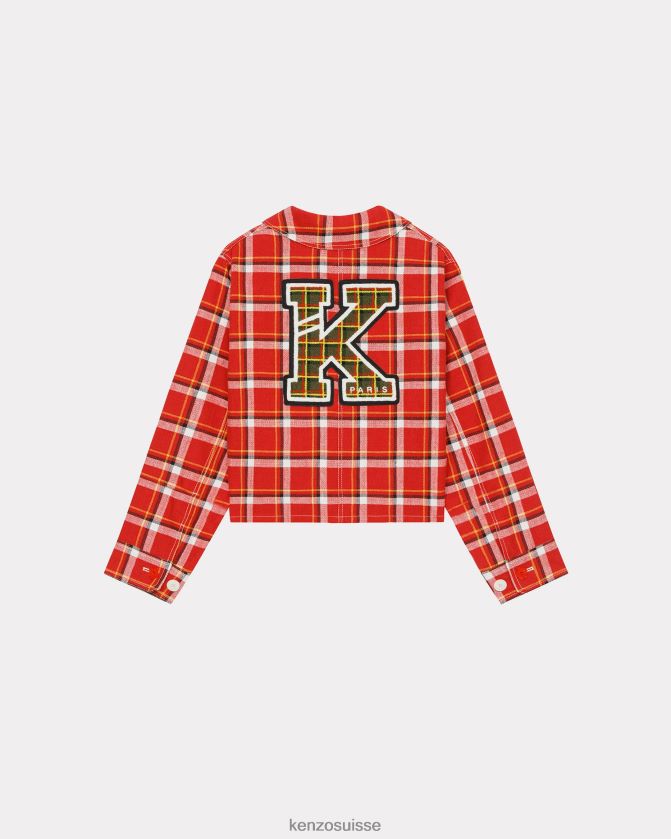 Kenzo veste de travail à carreaux varsity femmes rouge moyen D2804X579 vêtements