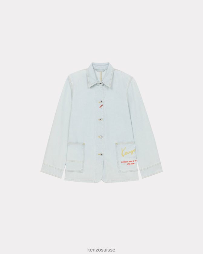 Kenzo veste de travail en jean de voyage femmes denim bleu décoloré D2804X513 vêtements
