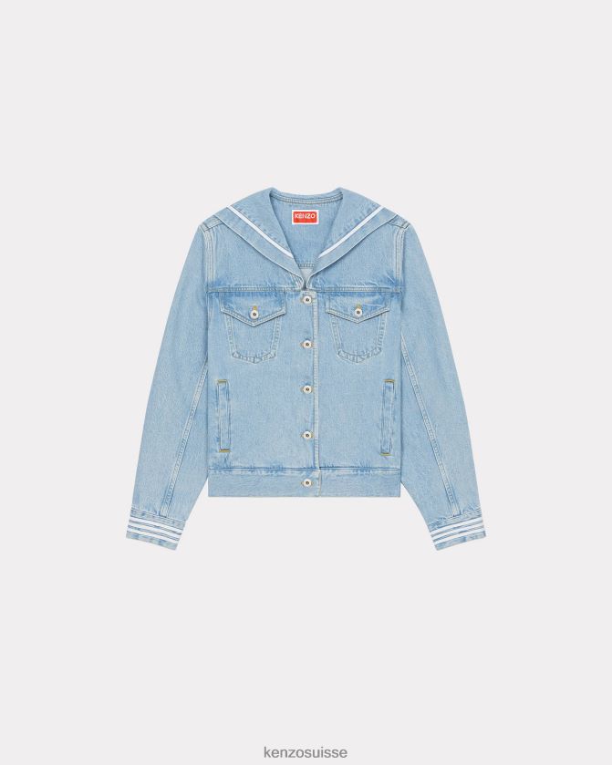 Kenzo veste en jean marinière femmes denim bleu décoloré D2804X368 vêtements