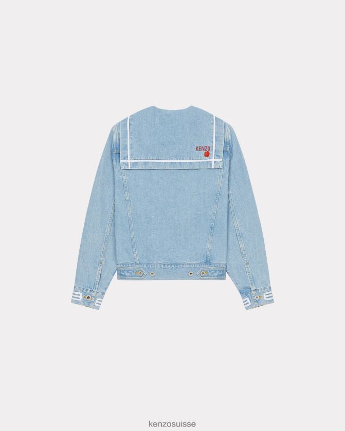 Kenzo veste en jean marinière femmes denim bleu décoloré D2804X368 vêtements
