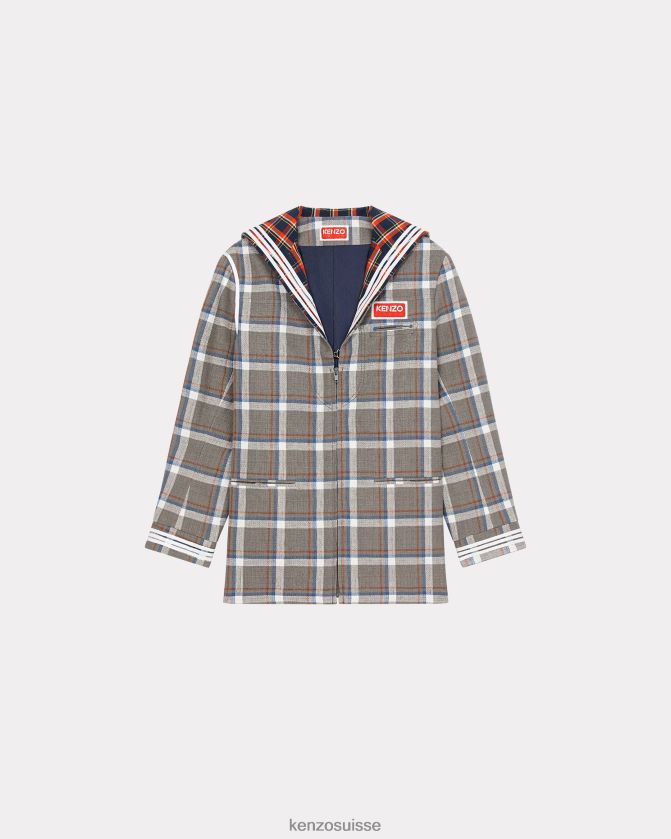 Kenzo veste en lin à carreaux femmes gris brumeux D2804X666 vêtements