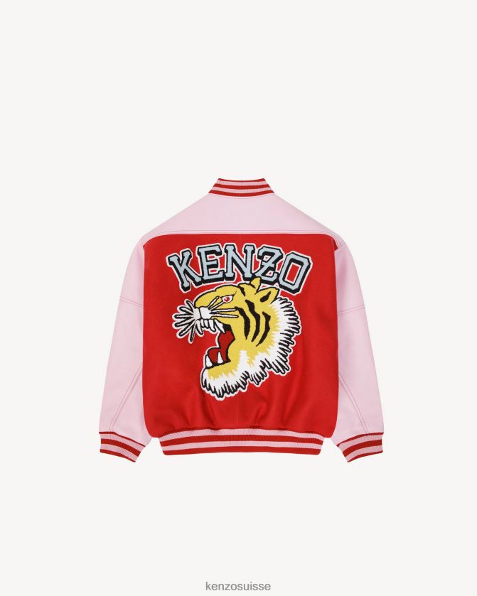 Kenzo veste 'tiger varsity' en laine et cuir femmes rouge moyen D2804X591 vêtements