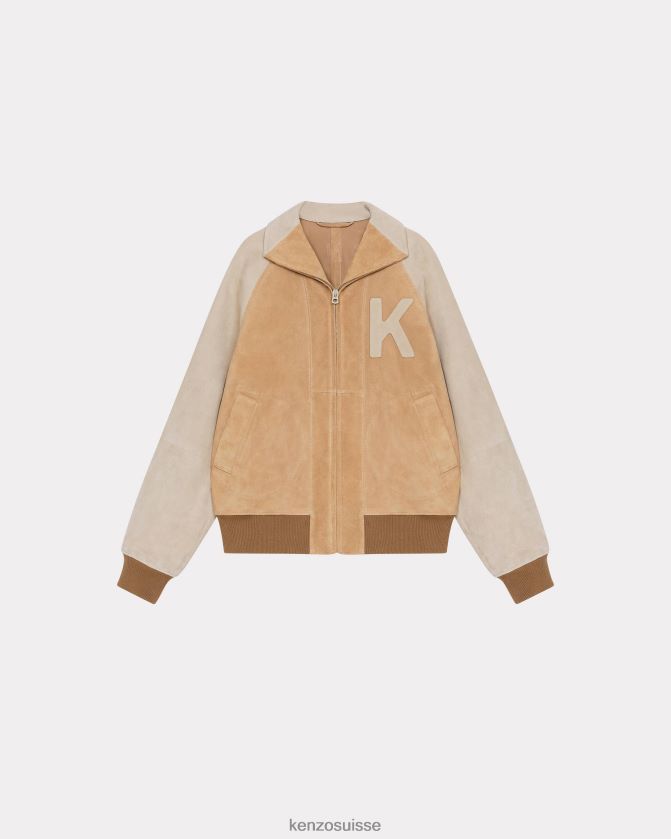 Kenzo veste universitaire en daim éléphant femmes Cognac D2804X688 vêtements