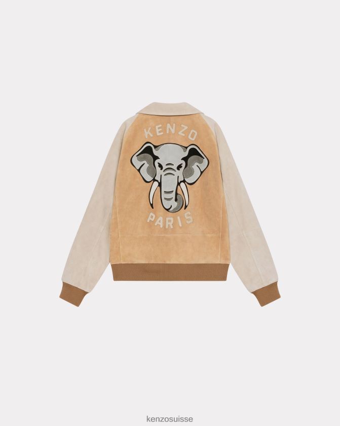Kenzo veste universitaire en daim éléphant femmes Cognac D2804X688 vêtements