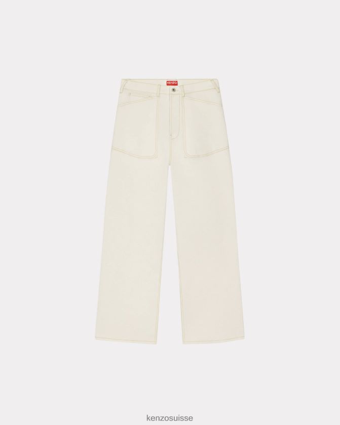 Kenzo jean ample marin Hommes denim blanc blanchi D2804X328 vêtements