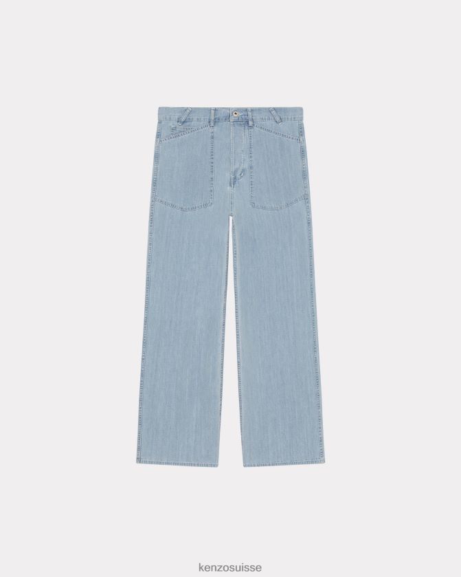 Kenzo jean ample marin Hommes denim bleu décoloré D2804X339 vêtements