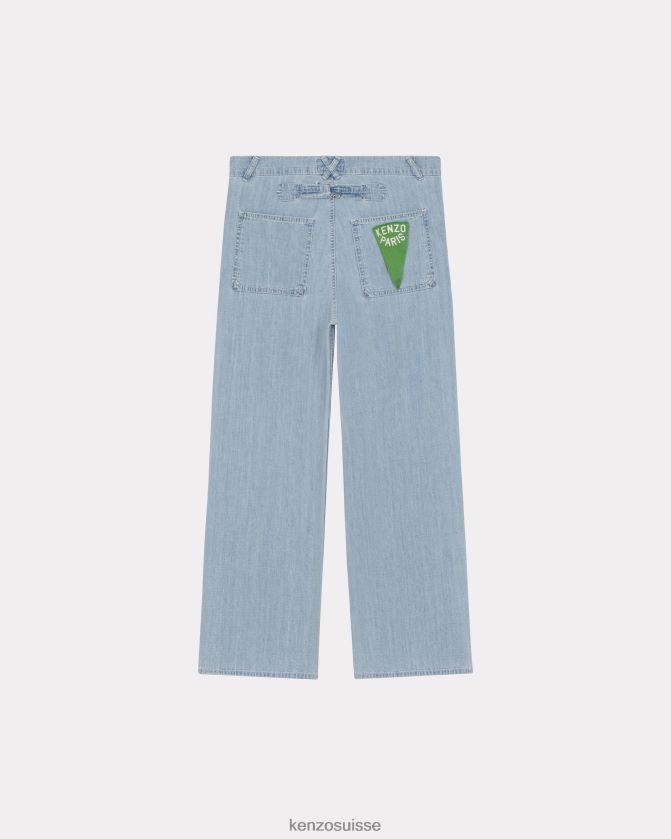 Kenzo jean ample marin Hommes denim bleu décoloré D2804X339 vêtements