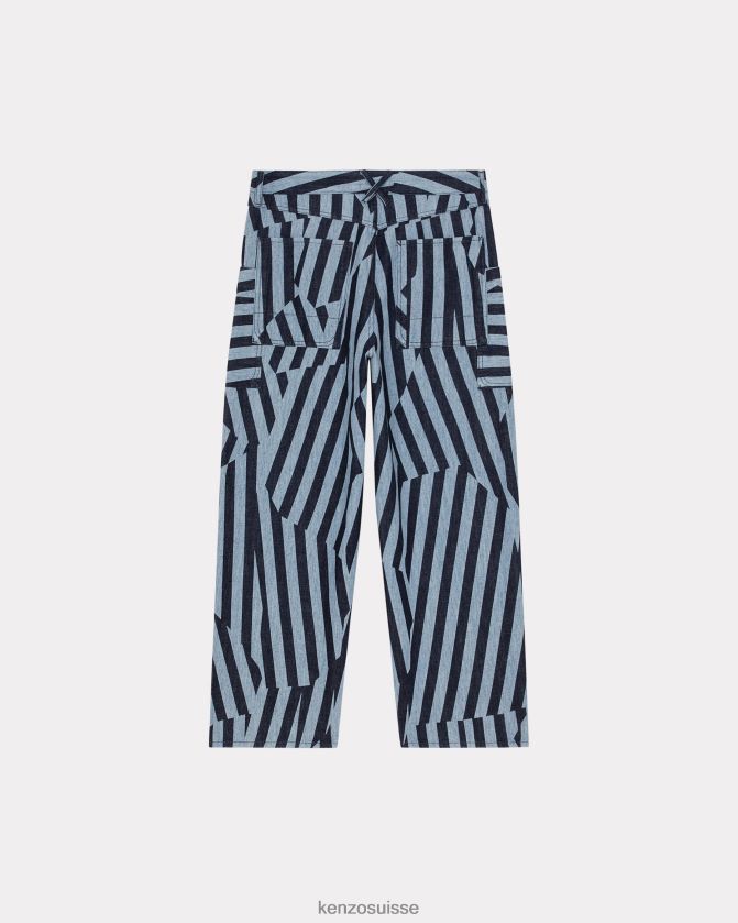 Kenzo jean cargo à rayures éblouissantes Hommes rincer le denim bleu D2804X277 vêtements