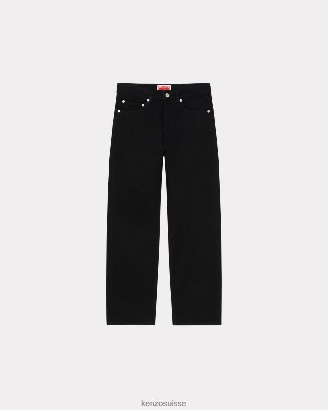 Kenzo jean droit asagao Hommes rincer le denim noir D2804X69 vêtements