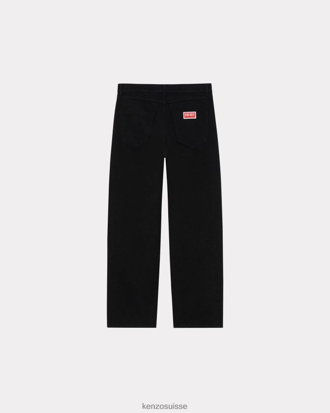 Kenzo jean droit asagao Hommes rincer le denim noir D2804X69 vêtements