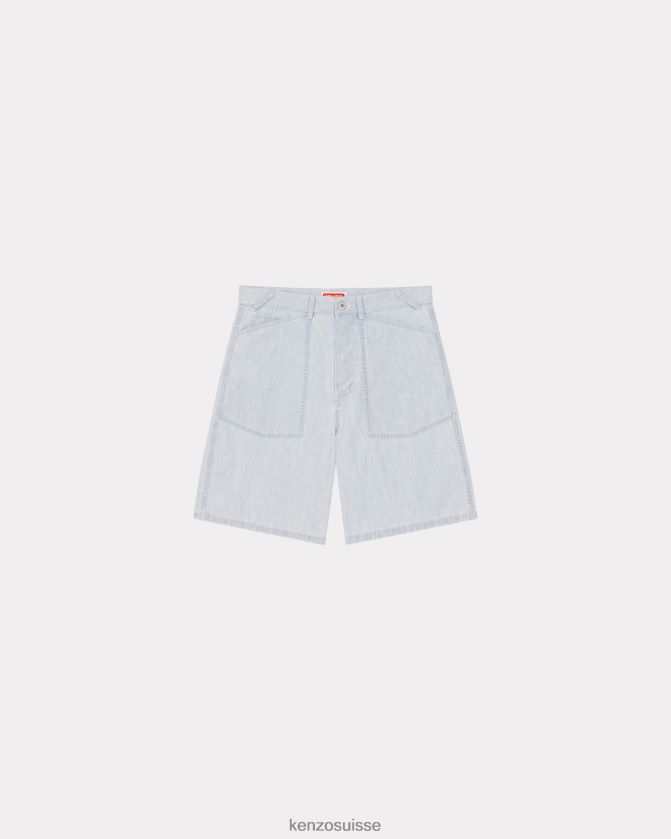 Kenzo short ample en jean marinière Hommes denim bleu décoloré D2804X325 vêtements