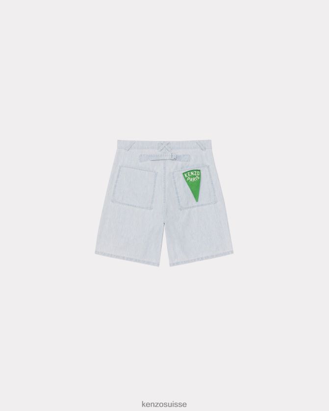 Kenzo short ample en jean marinière Hommes denim bleu décoloré D2804X325 vêtements