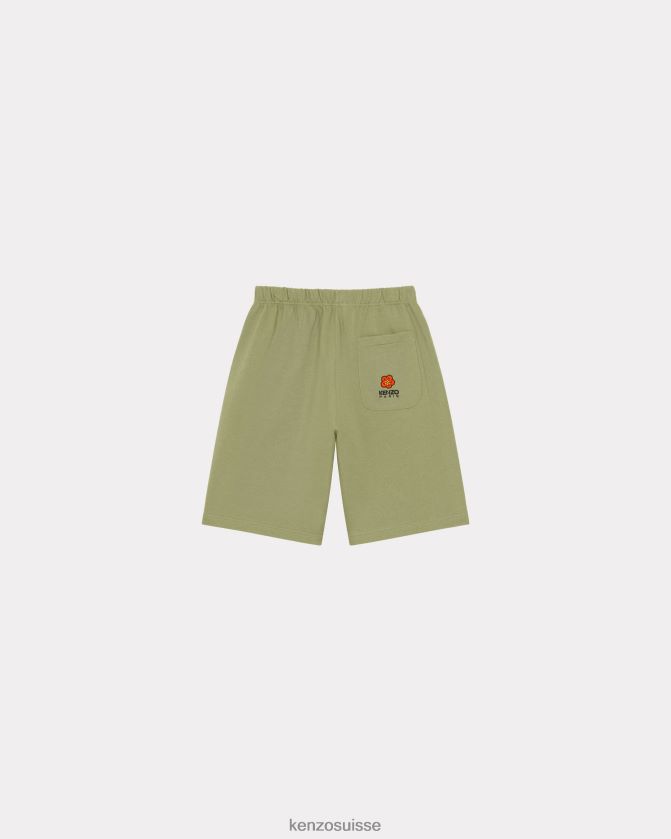 Kenzo short à écusson de fleur de boke Hommes vert sauge D2804X322 vêtements