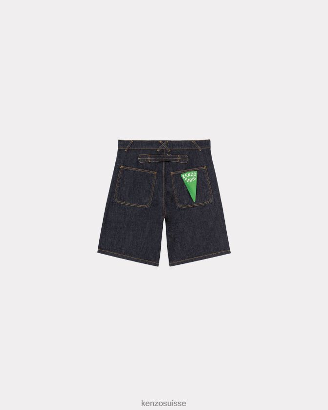Kenzo short en jean ample marin Hommes rincer le denim bleu D2804X301 vêtements