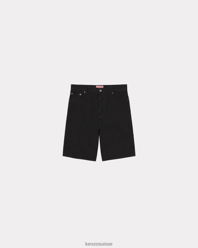 Kenzo short en jean himawari Hommes rincer le denim noir D2804X225 vêtements