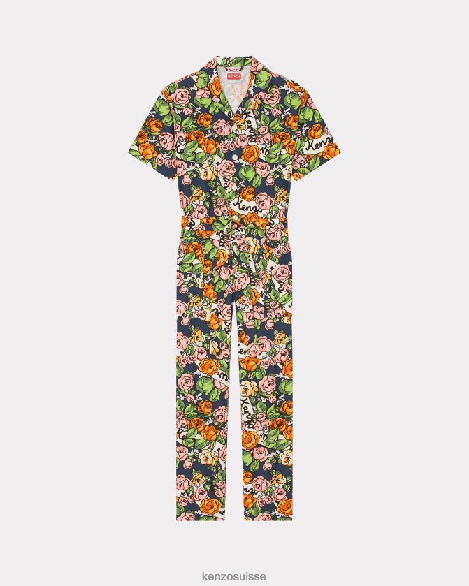 Kenzo combinaison à fleurs hawaïennes Hommes bleu nuit D2804X45 vêtements