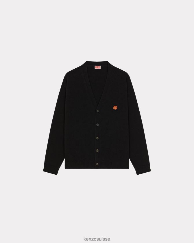 Kenzo cardigan en laine à écusson de fleur de boke Hommes noir D2804X103 vêtements