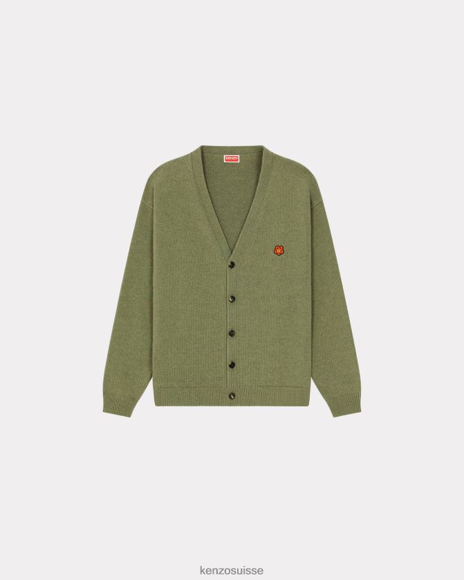 Kenzo cardigan en laine à écusson de fleur de boke Hommes vert sauge D2804X235 vêtements
