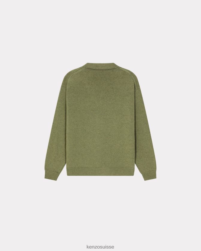 Kenzo cardigan en laine à écusson de fleur de boke Hommes vert sauge D2804X235 vêtements
