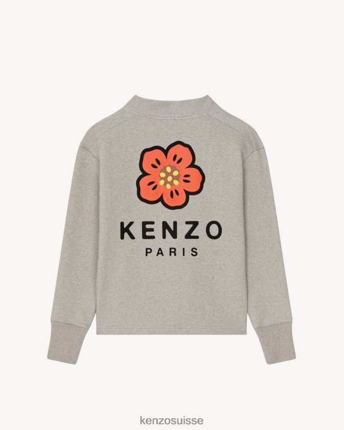 Kenzo cardigan à fleurs de boké Hommes gris perle D2804X353 vêtements
