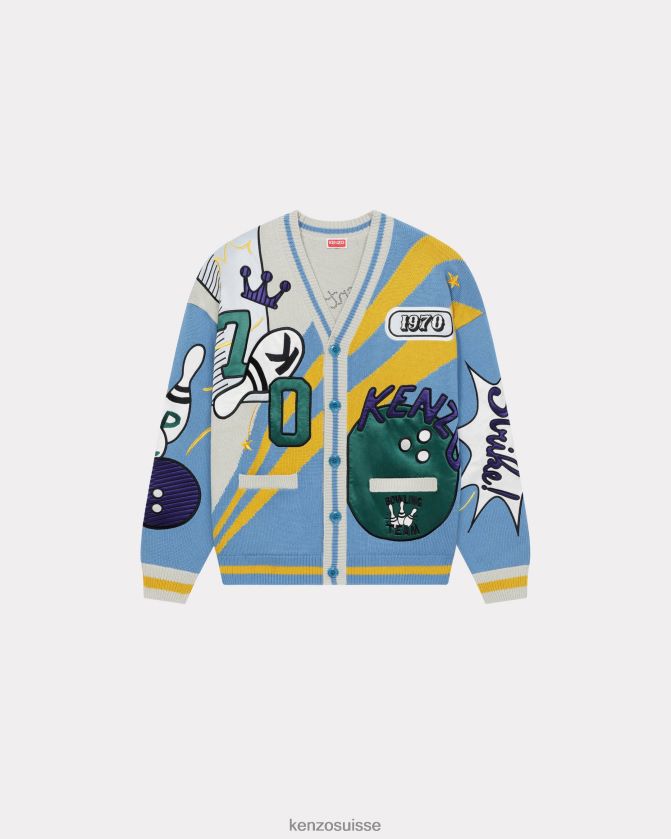 Kenzo cardigan éléphant bowling Hommes cyan D2804X9 vêtements