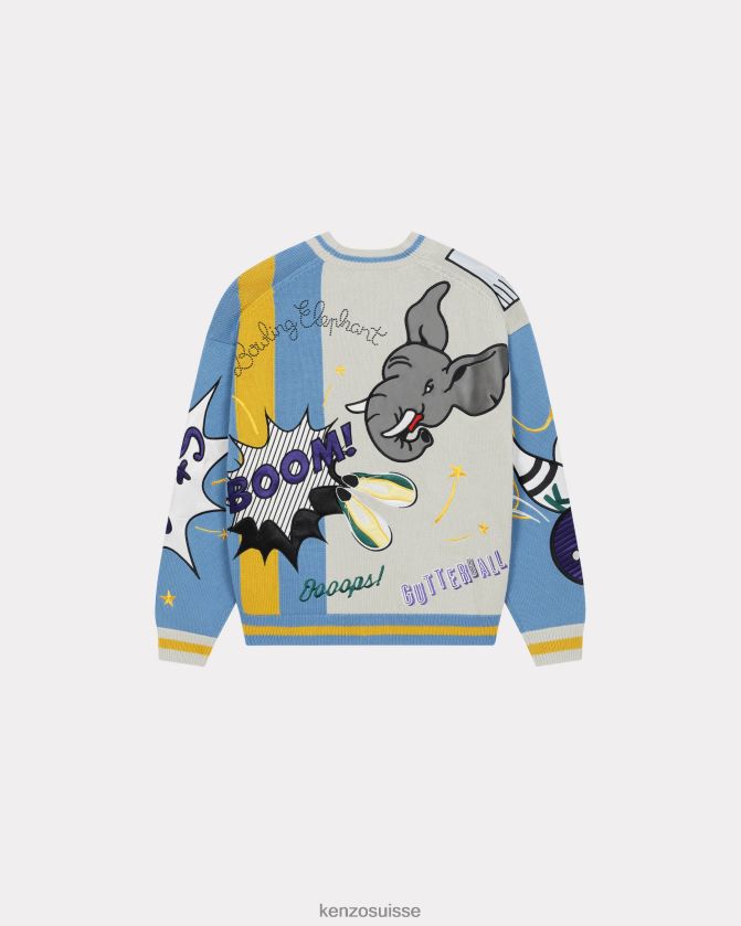 Kenzo cardigan éléphant bowling Hommes cyan D2804X9 vêtements