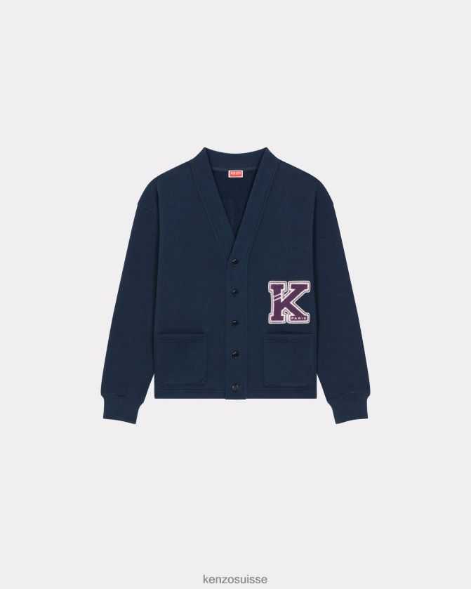 Kenzo cardigan universitaire Hommes bleu nuit D2804X211 vêtements