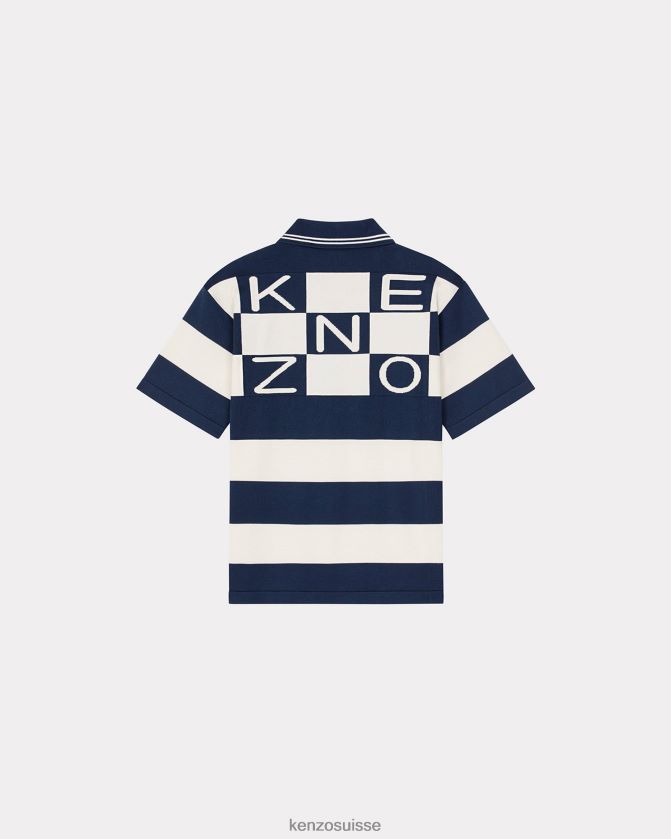 Kenzo polo à rayures nautiques Hommes bleu nuit D2804X123 vêtements
