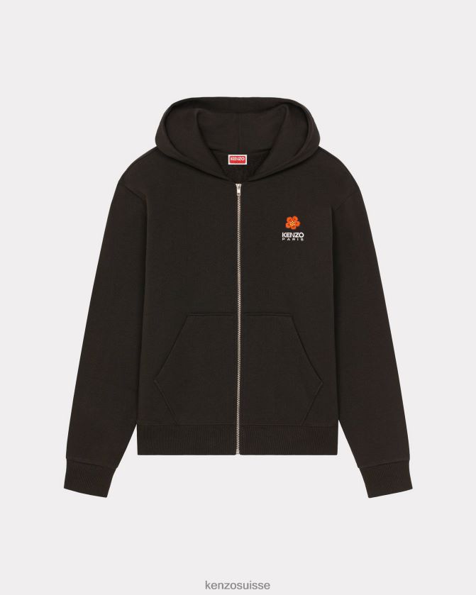 Kenzo pull à capuche zippé et écusson "boke flower" Hommes noir D2804X223 vêtements